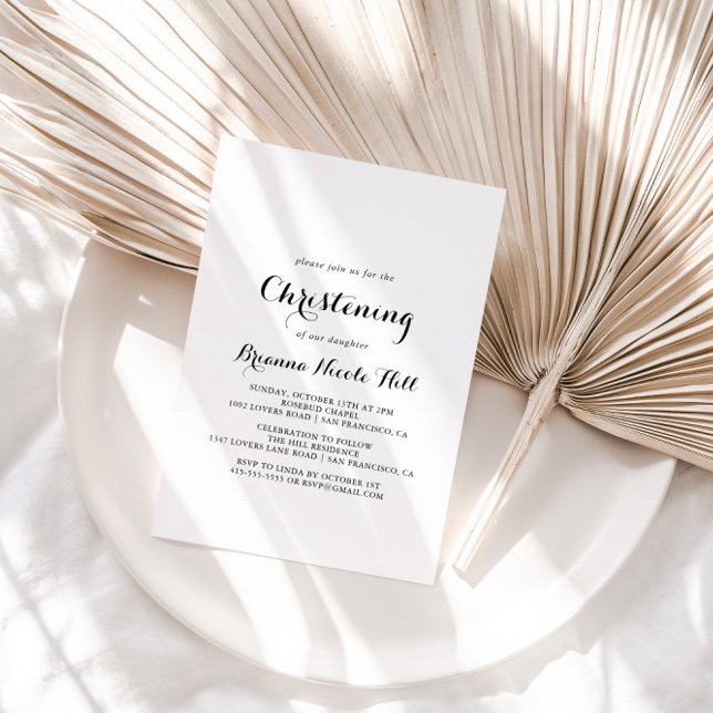 Convite Cristening de Caligrafia Moderna (Criador carregado)