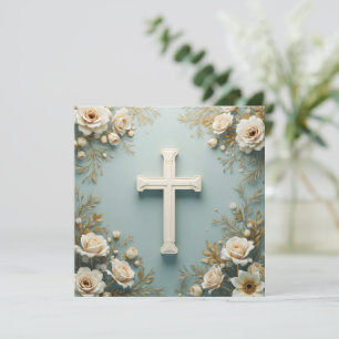 Convite Cristo Católico de Rosas Brancas e Cruzadas