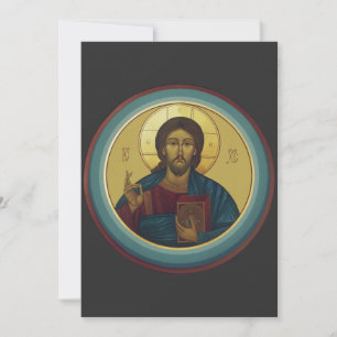Convite Cristo Pantocrator Bizantino Arte de Mosaico Redon