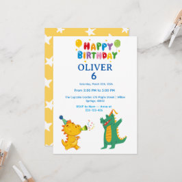 Convite Crocodile & Hippo Birthday Invitation 