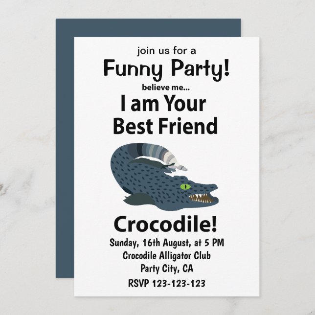 Convite Crocodilo Alligator Funny Crocodilo (Frente/Verso)