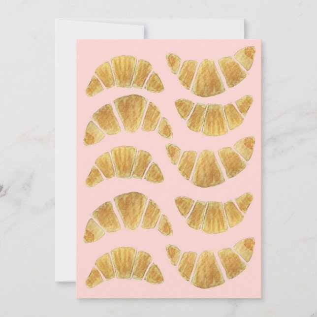 Convite Croissant Rosa Aquarela  (Frente)