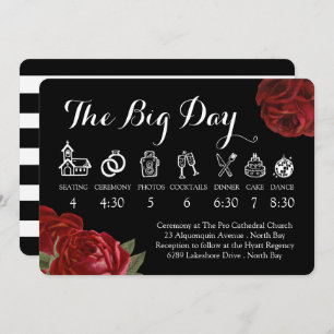 Convite Cronograma de Casamento Branco e Rosas vermelhas P