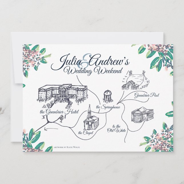 Convite Cronograma final de fim de semana do casamento Gre (Frente)