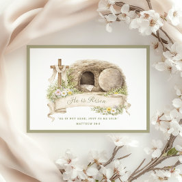 Convite Cross and Tomb | He is Risen Resurrection Day Card