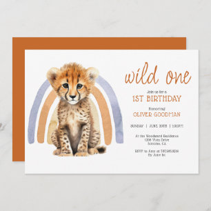 Convite Crote Watercolor Wild One Boy primeiro aniversario