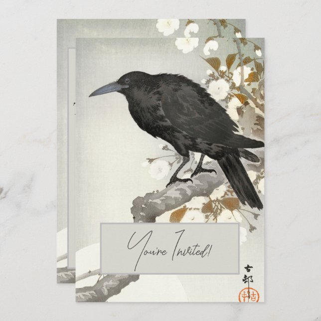 Convite Crow Raven Koson Japonês (Frente/Verso)