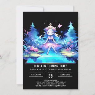 Convite Crown Modern Princess Birthday