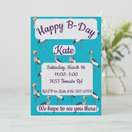 Convite Crowned Cranes Happy Birthday