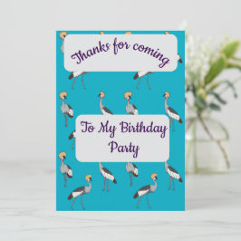 Convite Crowned Cranes Thank you Card