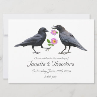 Convite Crows Roses Wedding Invitation