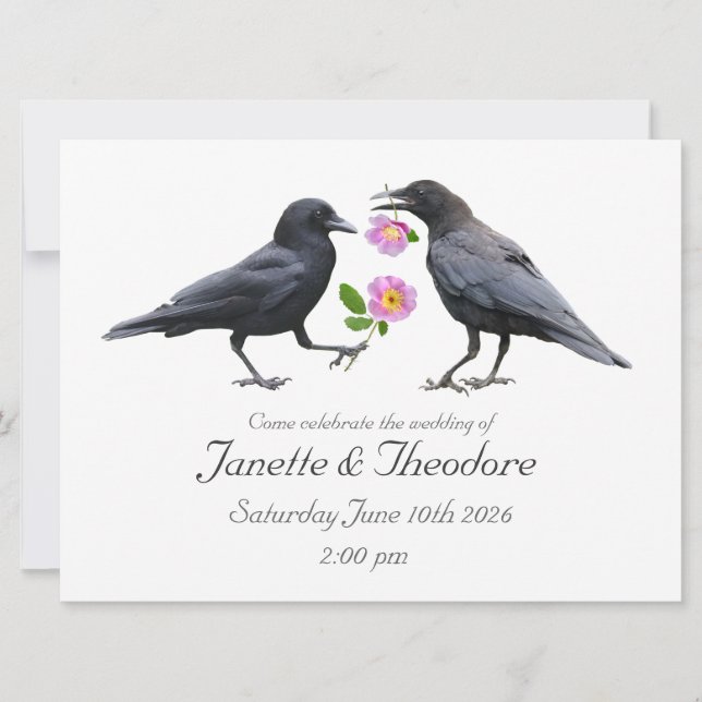 Convite Crows Roses Wedding Invitation (Frente)