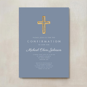 Convite Crucifixo de Madeira Religioso Menino Confirmação