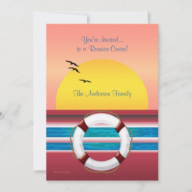 Convite Cruise Family Reunion Invite - Sunset Design (Frente)