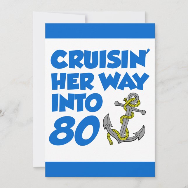 Convite Cruising Her Way Into 80 Invite (Frente)