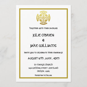 Convite Cruz Céltica de Nó Celta Dourado de Casamento