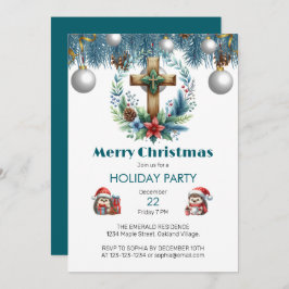 Convite Cruz com o inverno Blue Accents Natal