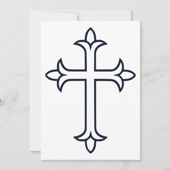 Convite Cruz Cristã Clássica Arte Minimalista Fina (Frente)