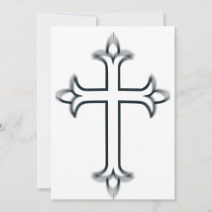 Convite Cruz Cristã Clássica Arte Minimalista Fina