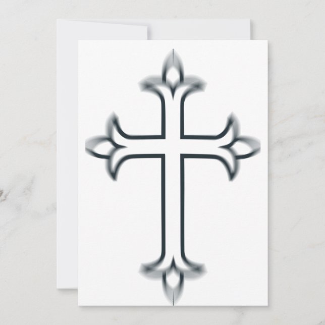 Convite Cruz Cristã Clássica Arte Minimalista Fina (Frente)