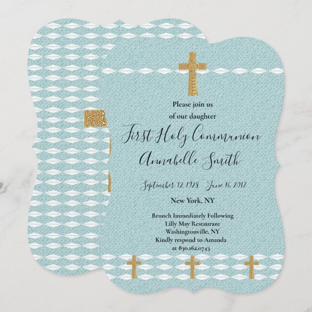 Convite Cruz de Jesus Cristo Luz Primeiro Sagrado Comm (Frente/Verso)