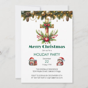 Convite Cruz de Madeira com Natal Arco Vermelho