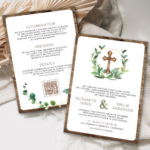 Convite Cruz de Madeira de Eucalipto All in One Casamento 
