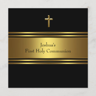 Convite Cruz de Ouro Preto Meninos Primeira Comunhão