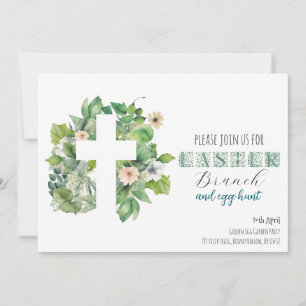 Convite Cruz de Verdura Cristã Celebração de Páscoa