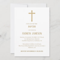 Cruz Dourada Cristã Moderna e Elegante | Batismo