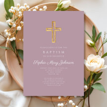 Cruz Religiosa Elegante Roxo Script Batismo de Men
