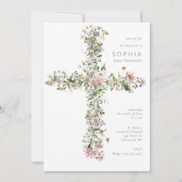 Convite Cruzamento Batismo de Flor-de-Prado-Branco