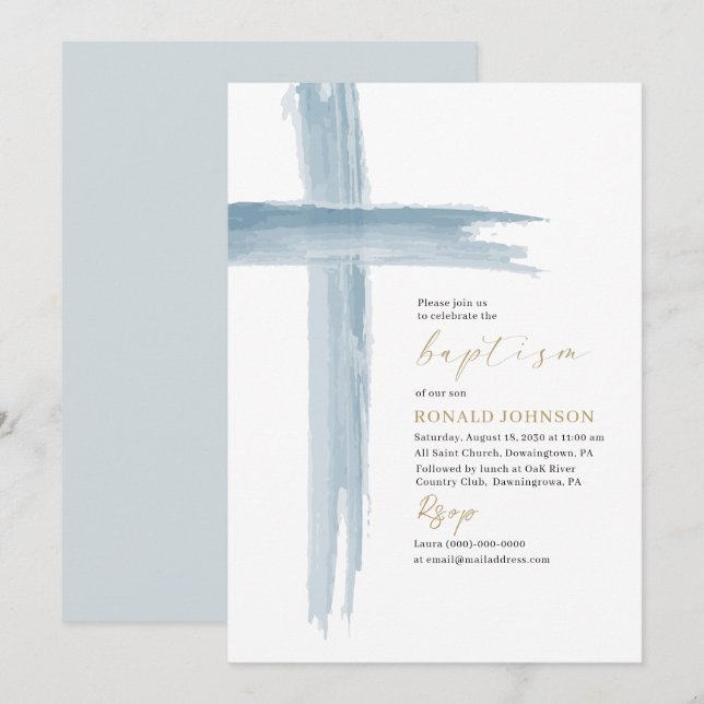 Convite Cruzamento Elegante Moderno de Cores de Água (Frente/Verso)