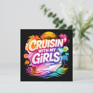 Convite Cruzando Divertido com Minhas Amigas Colorido Navi