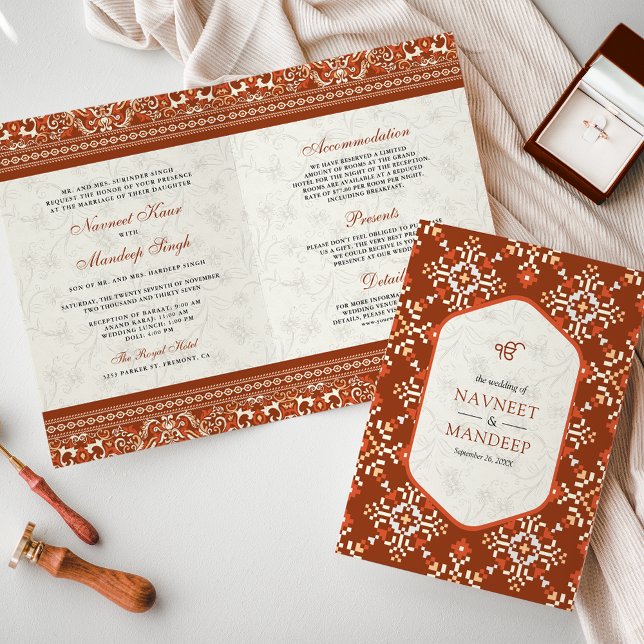 Convite Cruzeta Laranja Tudo em Um Casamento Sikh (Criador carregado)