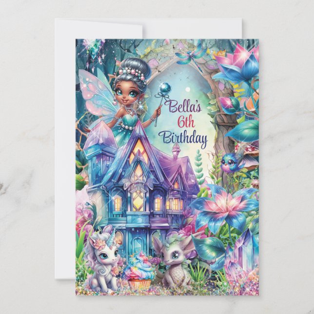 Convite Crystal Forest Fairy Party (Frente)