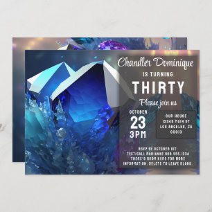 Convite Crystal Gemstone Setembro Virgo Sapphire Aniversár