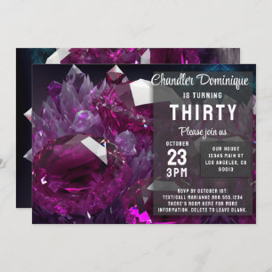 Convite Crystal Jewel Tone Cancer Ruby Red Julho Aniversár