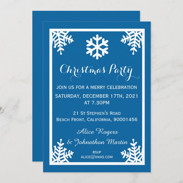 Convite Crystal Snowflake Christmas Party Invitation (Frente/Verso)