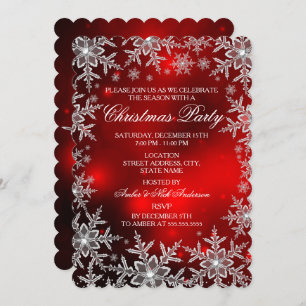 Convite Crystal Snowflake Red Christmas Party Scall