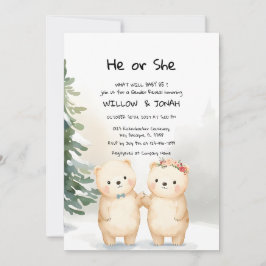 Convite Cub Bear Theme Gender Reveal Party Invitation