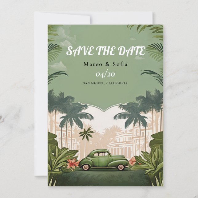 Convite Cuba Save the Date Vintage (Frente)
