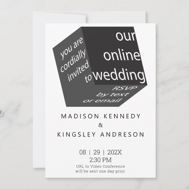 Convite Cúbico negro épico de alta tecnologia on-line (Frente)