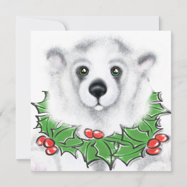 Convite Cubo de urso polar, Papai noel (Frente)