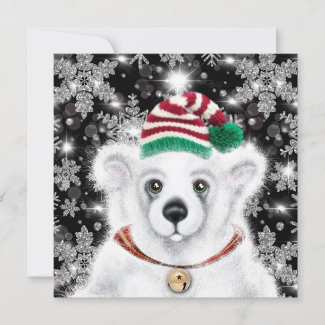 Convite Cubo de urso polar, Papai noel (Frente)