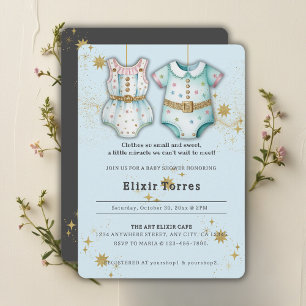 Convite Cueca De Bebê Whimsical Roupa Sexo Chá de fraldas