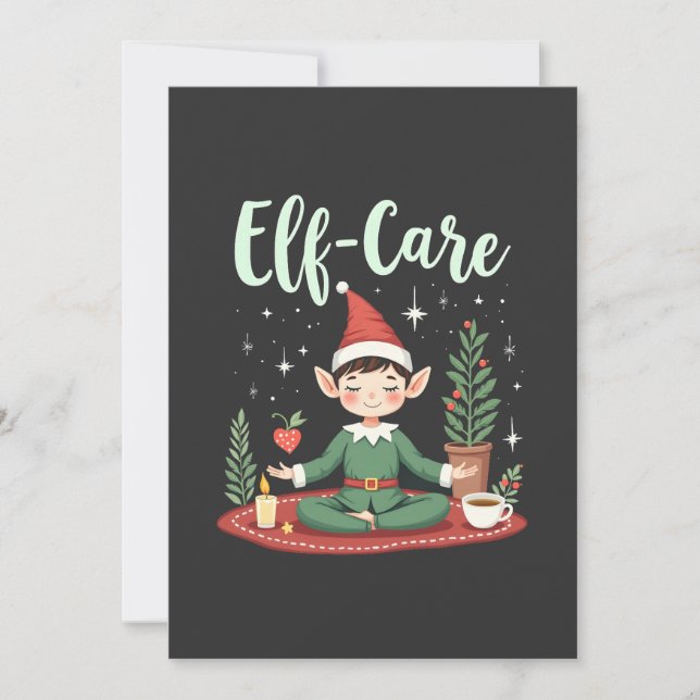 Convite Cuidado de Elfo Divertido Elfo de Natal Cuidado Má (Frente)