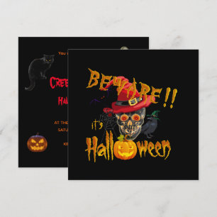 Convite Cuidado é Halloween Festa Assustadora e Assustador