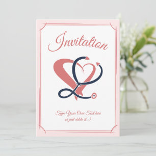 Convite Cuidados Médicos, Enfermeira. Estetoscópio e Model