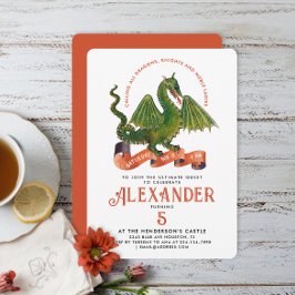 Convite Cujo Dragão Verde Laranja Verde Laranja Corajoso C